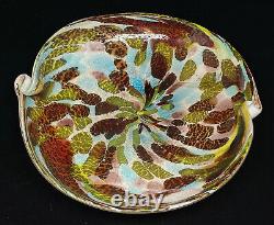 Vintage Murano Tutti Frutti Silver Aventurine Art Glass Oval Platter Bowl 8
