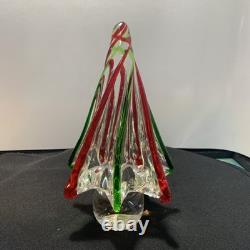 Vintage Murano Twisted 9 Glass Christmas Tree Red Green Beautiful color