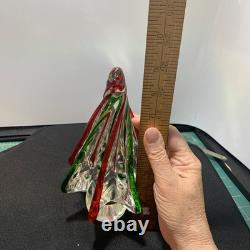 Vintage Murano Twisted 9 Glass Christmas Tree Red Green Beautiful color