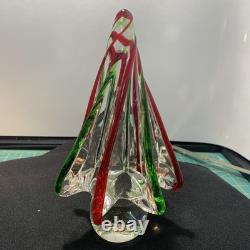 Vintage Murano Twisted 9 Glass Christmas Tree Red Green Beautiful color