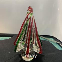 Vintage Murano Twisted 9 Glass Christmas Tree Red Green Beautiful color