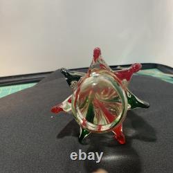 Vintage Murano Twisted 9 Glass Christmas Tree Red Green Beautiful color