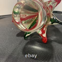 Vintage Murano Twisted 9 Glass Christmas Tree Red Green Beautiful color