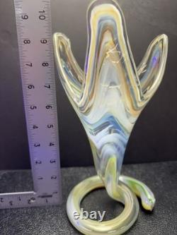 Vintage Murano Vase Serpentine Rainbow Glass Beautiful