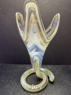 Vintage Murano Vase Serpentine Rainbow Glass Beautiful