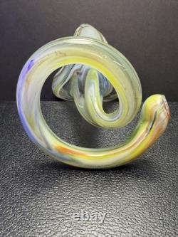 Vintage Murano Vase Serpentine Rainbow Glass Beautiful