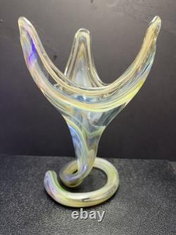 Vintage Murano Vase Serpentine Rainbow Glass Beautiful