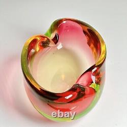 Vintage Murano Vaseline Glass Ashtray Bowl Watermelon Merlot 8 in Long