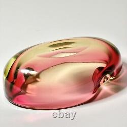 Vintage Murano Vaseline Glass Ashtray Bowl Watermelon Merlot 8 in Long