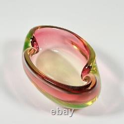 Vintage Murano Vaseline Glass Ashtray Bowl Watermelon Merlot 8 in Long