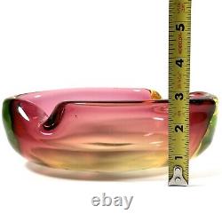 Vintage Murano Vaseline Glass Ashtray Bowl Watermelon Merlot 8 in Long