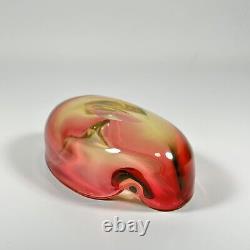 Vintage Murano Vaseline Glass Ashtray Bowl Watermelon Merlot 8 in Long