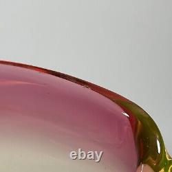 Vintage Murano Vaseline Glass Ashtray Bowl Watermelon Merlot 8 in Long