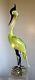 Vintage Murano Vaseline Glass Heron Bird Barbini Salviati Huge Size 20 Inches