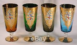Vintage Murano Venetian Art Glass Footed Ice Tea Glasses 4