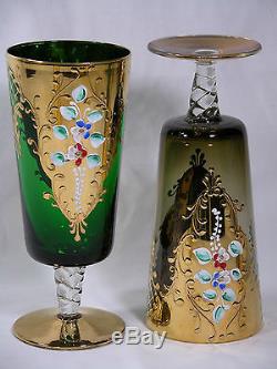 Vintage Murano Venetian Art Glass Footed Ice Tea Glasses 4