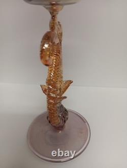 Vintage Murano Venetian Art Glass Goblet Wine Glass with Flower