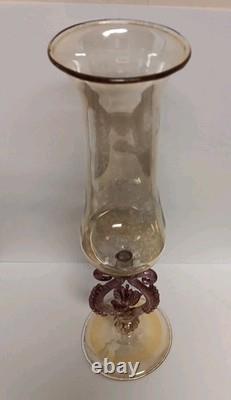 Vintage Murano Venetian Art Glass Goblet Wine Glass with Flower