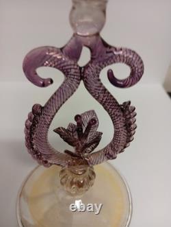 Vintage Murano Venetian Art Glass Goblet Wine Glass with Flower