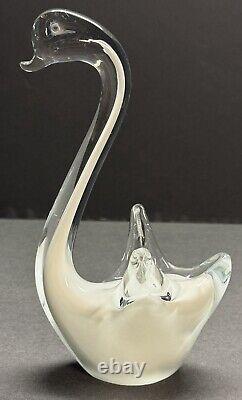 Vintage Murano Venetian Art Glass Multicolored Swan Figurine (B)