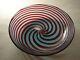 Vintage Murano Venetian Art Glass Shallow Bowl Dish Blue Red Spiral Swirl design