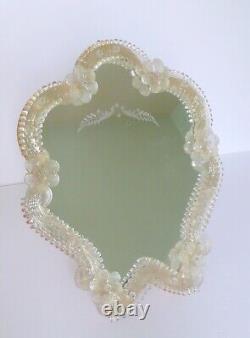 Vintage Murano Venetian Art Glass Table or Wall Mirror On Wood Board