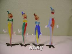 Vintage Murano Venetian Authentic Art Glass Clowns Set of 8 Hand Made in Italy