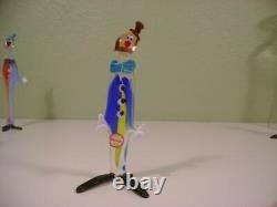 Vintage Murano Venetian Authentic Art Glass Clowns Set of 8 Hand Made in Italy