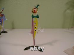 Vintage Murano Venetian Authentic Art Glass Clowns Set of 8 Hand Made in Italy