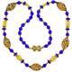 Vintage Murano Venetian Glass Bead Necklace, Cased Gold Foil, Textured Lampwork