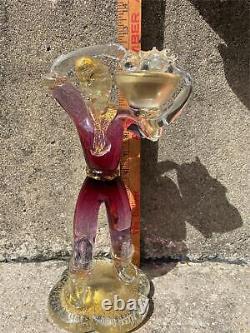 Vintage Murano Venetian Glass Figurines Man Woman Couple Harvest Purple