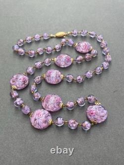 Vintage Murano Venetian Glass Foil Necklace Aventurine