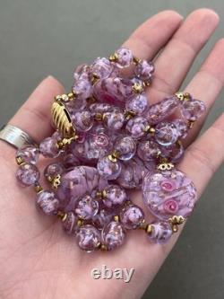 Vintage Murano Venetian Glass Foil Necklace Aventurine