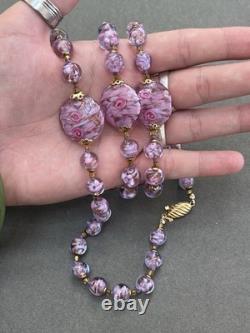 Vintage Murano Venetian Glass Foil Necklace Aventurine