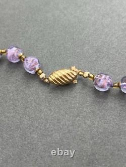 Vintage Murano Venetian Glass Foil Necklace Aventurine