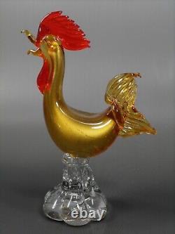 Vintage Murano Venetian Glass Gold Roosters Pair 50s glassroom 8