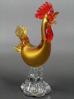 Vintage Murano Venetian Glass Gold Roosters Pair 50s glassroom 8