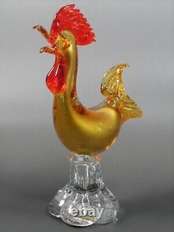 Vintage Murano Venetian Glass Gold Roosters Pair 50s glassroom 8