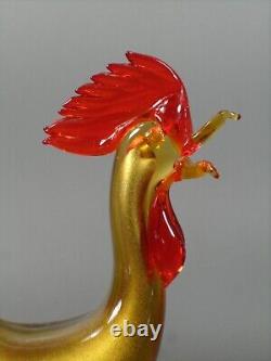 Vintage Murano Venetian Glass Gold Roosters Pair 50s glassroom 8