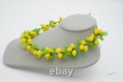 Vintage Murano Venetian Glass Necklace Lemon Fruit Salad Leaf Green Yellow 18