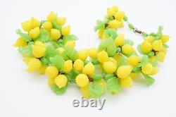 Vintage Murano Venetian Glass Necklace Lemon Fruit Salad Leaf Green Yellow 18