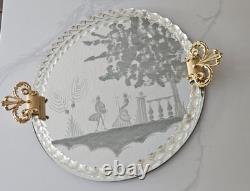 Vintage Murano Venetian Glass Vanity Tray Rope Twist Border, Italy Mint