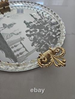Vintage Murano Venetian Glass Vanity Tray Rope Twist Border, Italy Mint
