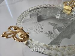 Vintage Murano Venetian Glass Vanity Tray Rope Twist Border, Italy Mint