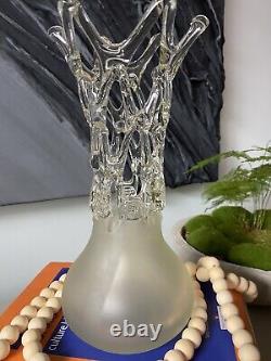 Vintage Murano Venetian Italian Art Glass Vase 5 1/4 White Yellow Hand Blown