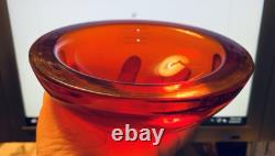 Vintage Murano Venetian Italian Glass Geode Bowl Archimede SEGUSO RED AMBER