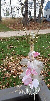 Vintage Murano Venetian Lamp LARGE slag glass flowers pink 1940's