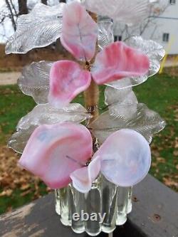 Vintage Murano Venetian Lamp LARGE slag glass flowers pink 1940's