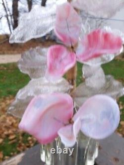 Vintage Murano Venetian Lamp LARGE slag glass flowers pink 1940's