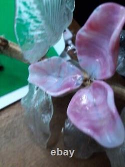 Vintage Murano Venetian Lamp LARGE slag glass flowers pink 1940's